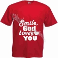 Tricou rosu unisex, Smile God loves You